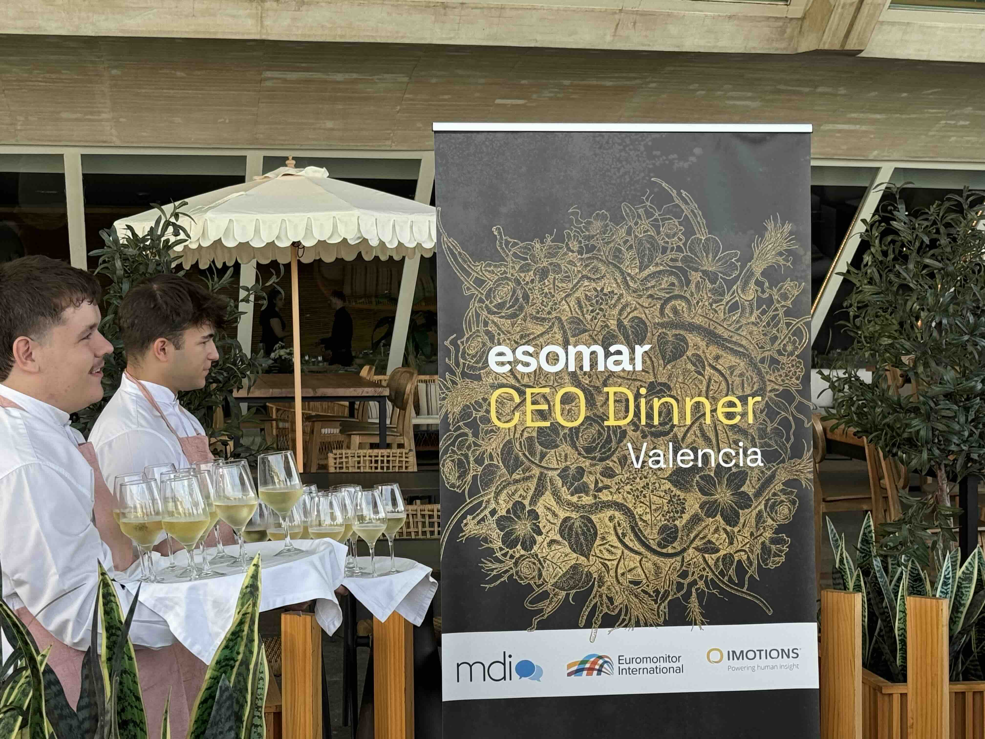 ESOMAR CEO Dinner sign at a venue in Valencia.